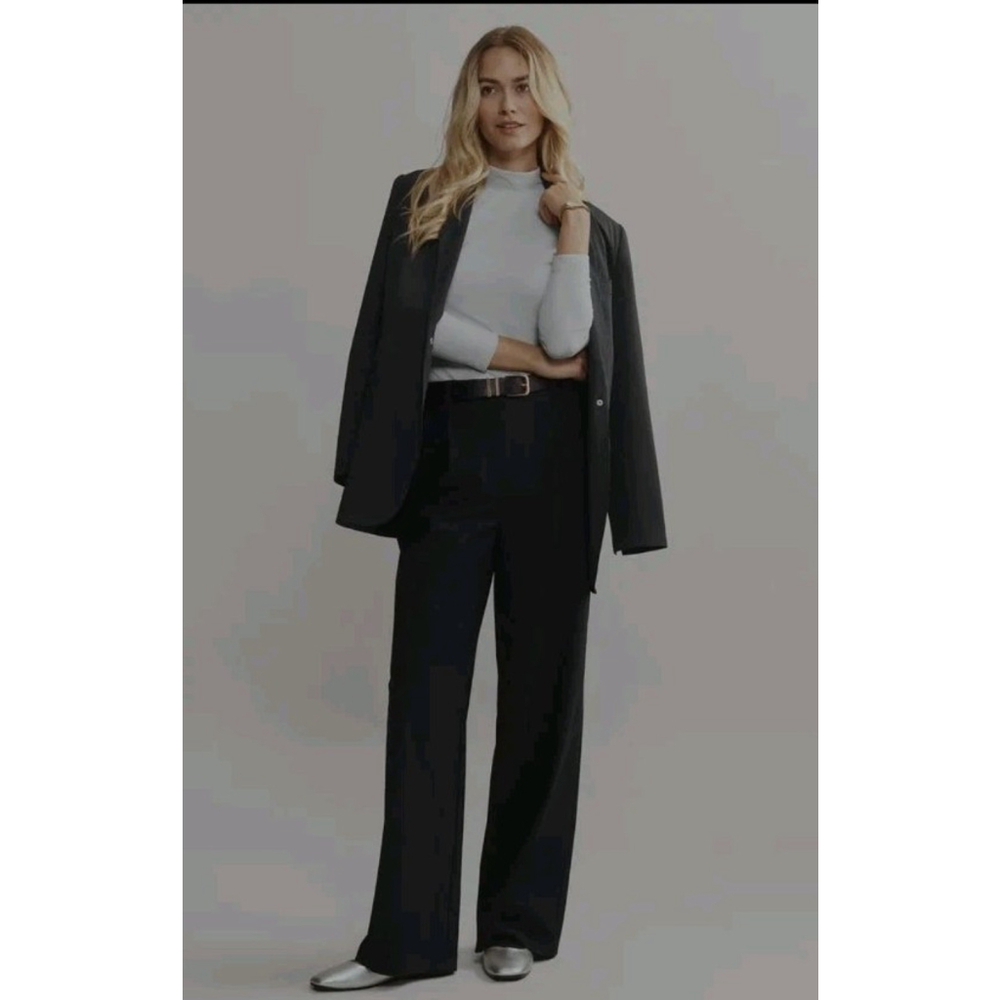 Rhone Commuters Pleated High Rise 4 Way Stretch Black Trouser Pants Women 14 NWT